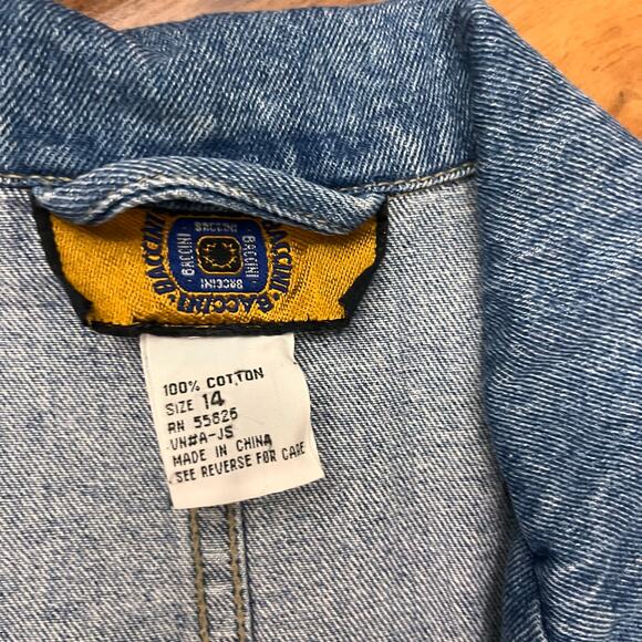 Baccini Denim Blazer Size 14 Vintage 90s Cotton Jacket One Button Long Line - Picture 3 of 12